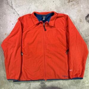 Vintage 90s llbean orange fleece jacket polar tech Womens XL gorpcore hiking